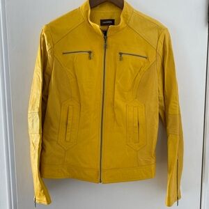 Yellow Leather Jacket for Women